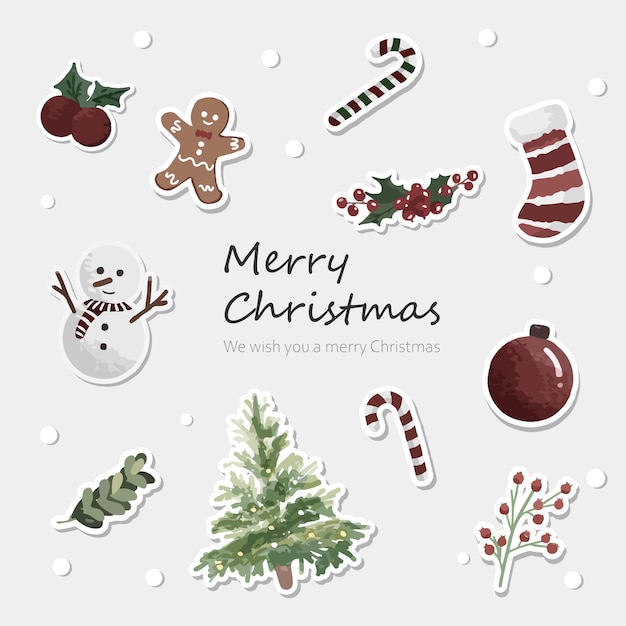 Fondo de Navidad con adornos de acuarela
