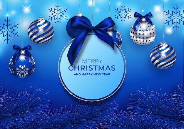 fondo de navidad con adornos azules y plateados