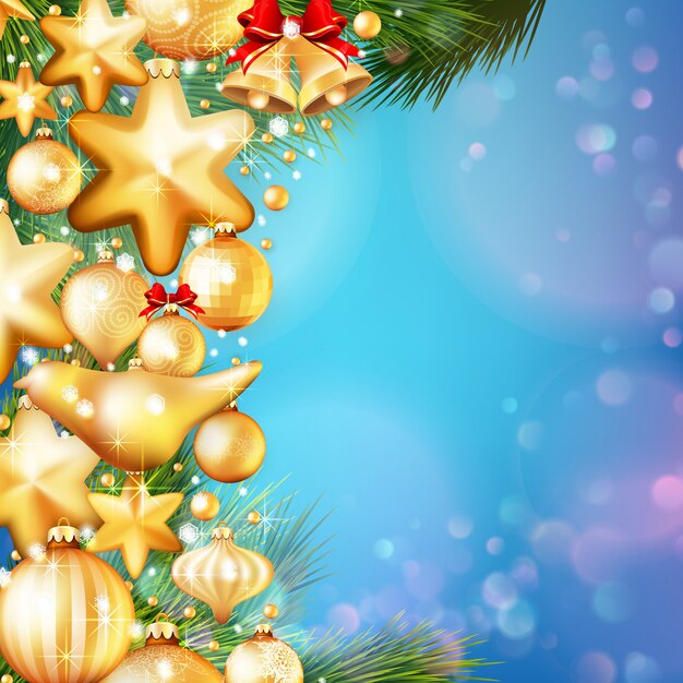 Fondo de Navidad con adornos.