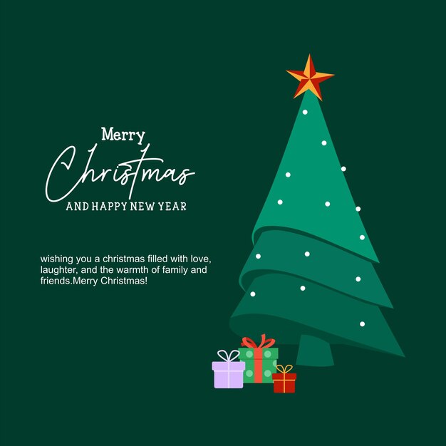 fondo de Navidad y Año Nuevo caja de regalos de árbol de Navidad en cinta vacaciones de invierno brillante