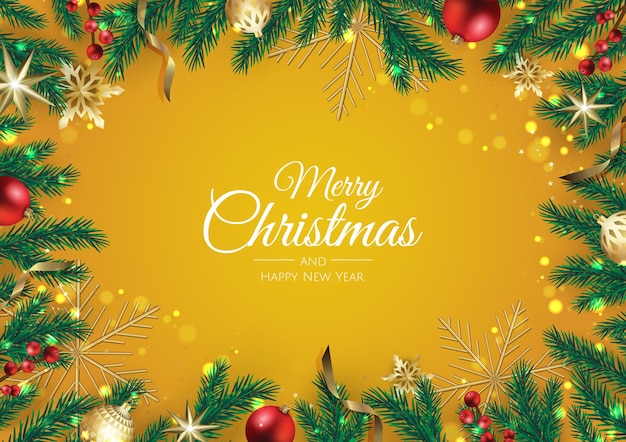 Fondo de Navidad y año nuevo. Composición de vacaciones de invierno brillante. Tarjeta de felicitación, pancarta, póster.