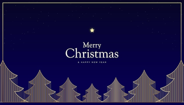 Fondo de Navidad y Año Nuevo con un lujoso árbol de Navidad temático en un estandarte de cuadrícula de contorno