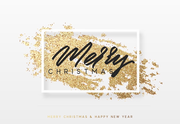 Fondo de Navidad y año nuevo con pincel de oro brillante. tarjeta de felicitación de navidad,