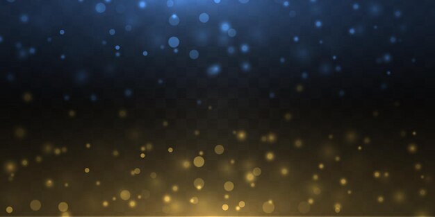 Fondo de Navidad azul amarillo polvo borroso Luz brillante bokeh chispa Manchas borrosas estrellas Vector