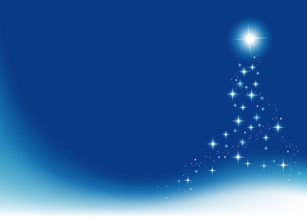 Fondo de Navidad azul con árbol de Navidad formado por estrellas