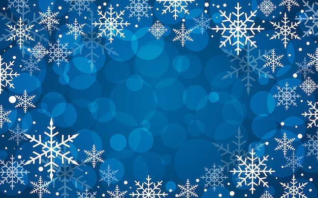 Fondo de Navidad azul con copos de nieve