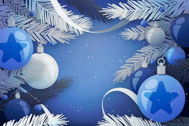 Vector fondo de navidad azul y plateado en gradiente