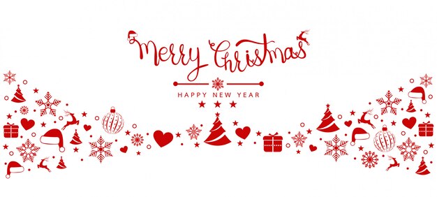 Fondo de Navidad con banner de iconos de elemento