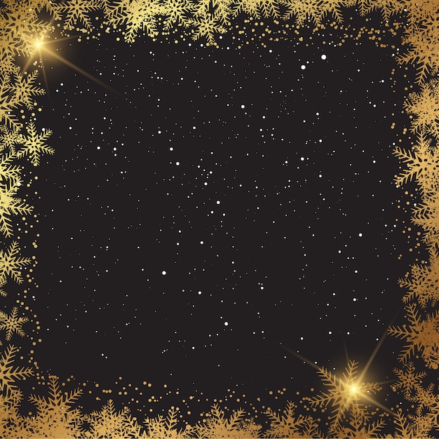Fondo de Navidad con borde dorado copo de nieve