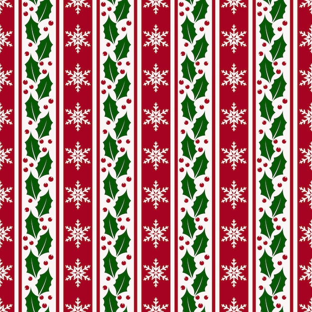 Fondo de Navidad con copos de nieve y acebo