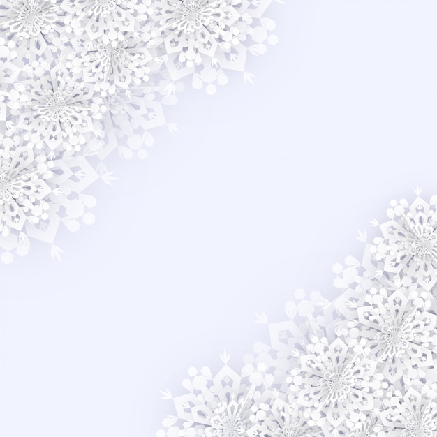 Fondo de navidad con copos de nieve blancos