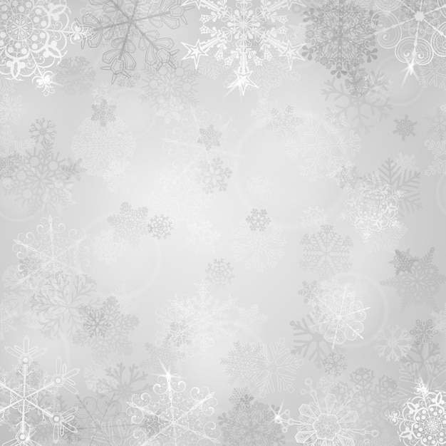 Vector fondo de navidad con copos de nieve en colores grises