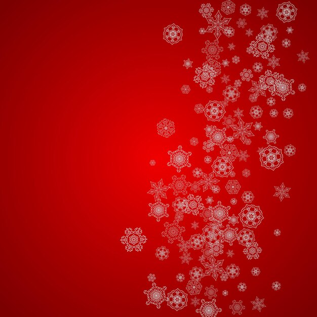 Fondo de Navidad con copos de nieve plateados y destellos. Rebajas de invierno, año nuevo y fondo de Navidad para invitación a fiesta, banner, tarjetas de regalo, ofertas minoristas. Caída de nieve. Telón de fondo de invierno helado.