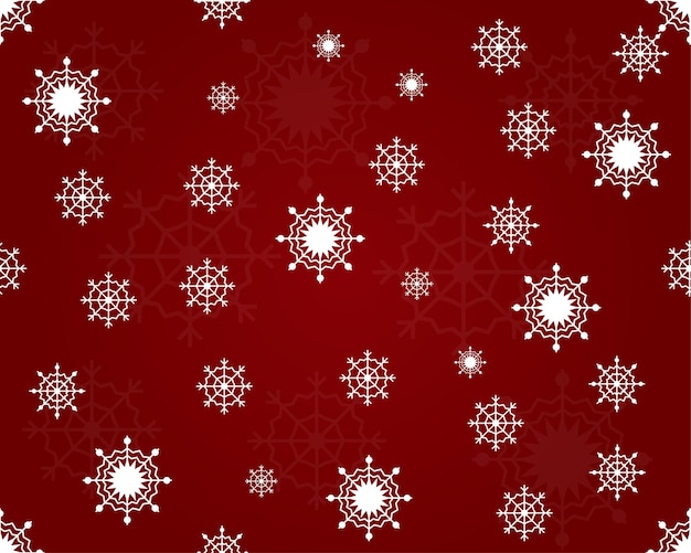 Fondo de Navidad sin costuras de copos de nieve sobre fondo rojo para papel de regalo