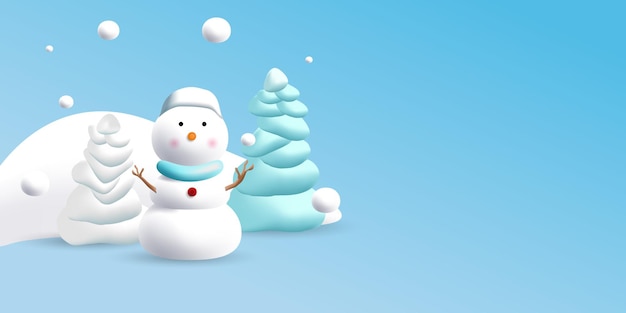 Fondo de navidad decorado con hermosos muñecos de nieve ilustración vectorial