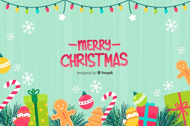Fondo de Navidad dibujado a mano con elementos de Navidad