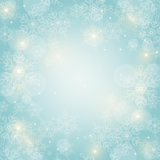 Fondo de Navidad e invierno con copos de nieve y espacio para texto