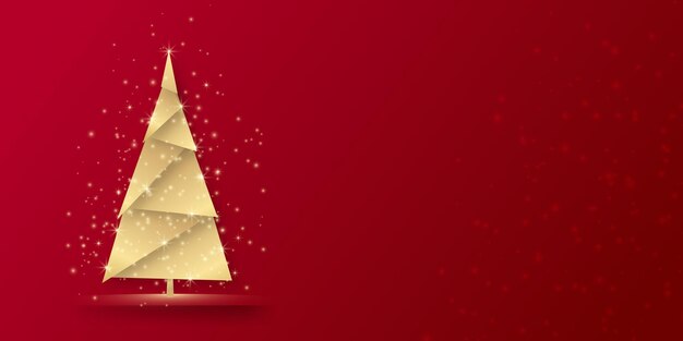 Fondo de Navidad elegante simple con árbol de oro brillante sobre fondo rojo Feliz Navidad Traje para ...