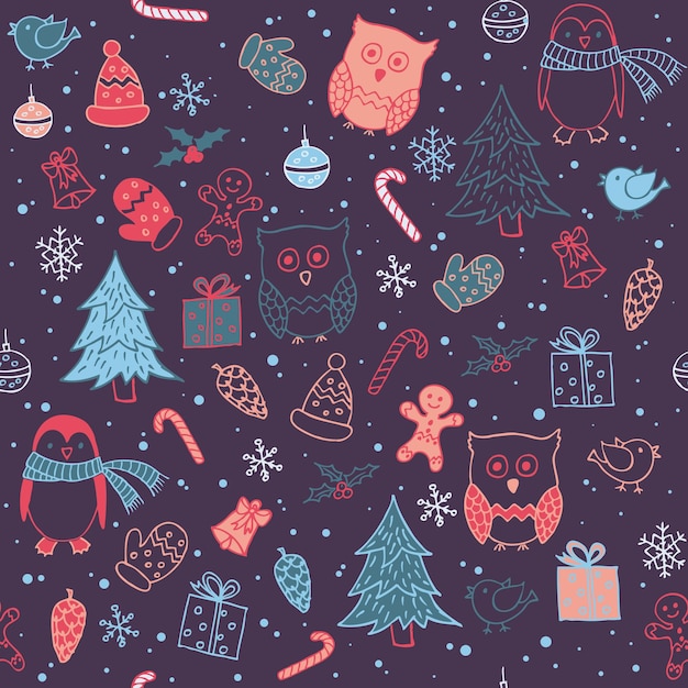 Fondo de Navidad en estilo doodle