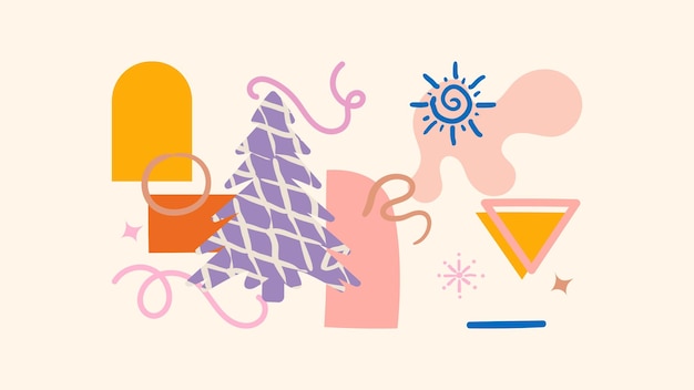 Fondo de Navidad inspirado en Matisse adornado. Plantillas de arte de vacaciones de invierno de moda.