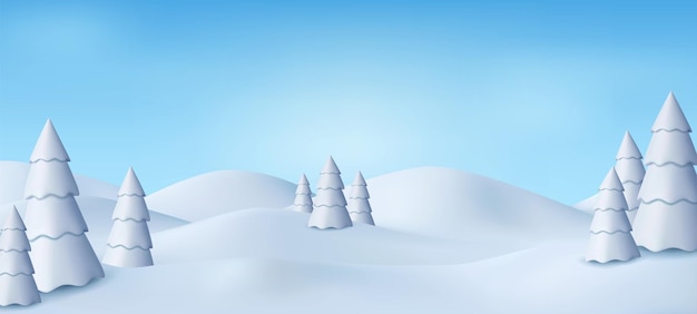 Vector fondo de navidad de invierno natural 3d