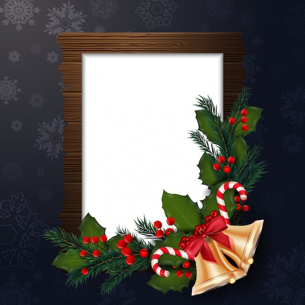Fondo de navidad con marco y decoraciones