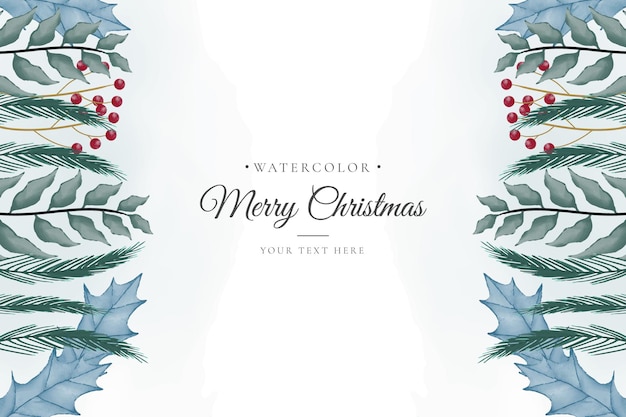 Fondo de Navidad mínimo con adornos de acuarela