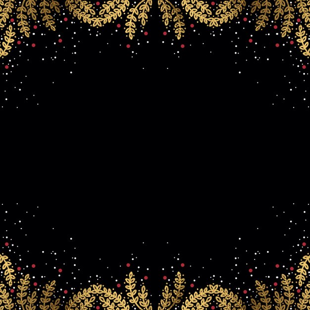 Fondo de Navidad negro y oro dibujado a mano