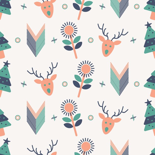 Fondo de Navidad patrones sin costura con estilo escandinavo patrón sin costura nórdico ilustración vectorial