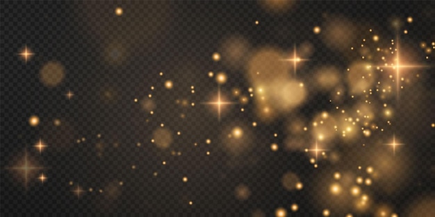 Fondo de Navidad Polvo PNG Mágico polvo de oro brillante Polvo fino y brillante Las partículas de bokeh se caen