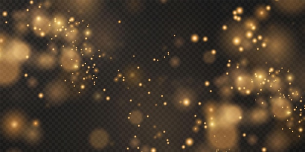 Fondo de navidad polvo png mágico polvo de oro brillante polvo fino y brillante las partículas de bokeh se caen