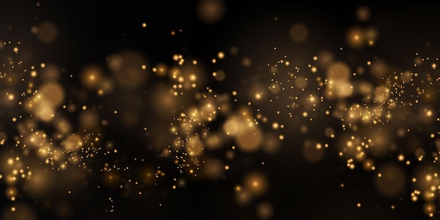 Fondo de Navidad. Polvo PNG. Polvo de oro brillante mágico. Caen partículas de polvo fino y brillante.