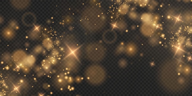 Fondo de Navidad Polvo PNG Polvo de oro brillante mágico Polvo fino brillante Caen partículas de bokeh