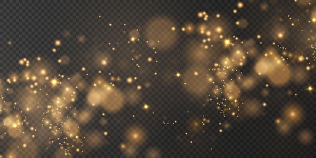 Fondo de Navidad Polvo PNG Polvo de oro brillante mágico Polvo fino brillante Caen partículas de bokeh