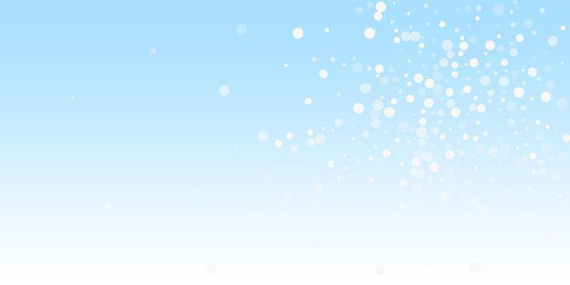 Fondo de Navidad de puntos blancos. Sutiles copos de nieve voladores y estrellas sobre fondo de cielo de invierno. Plantilla de superposición de copo de nieve de plata de invierno artístico. Magnífica ilustración vectorial.