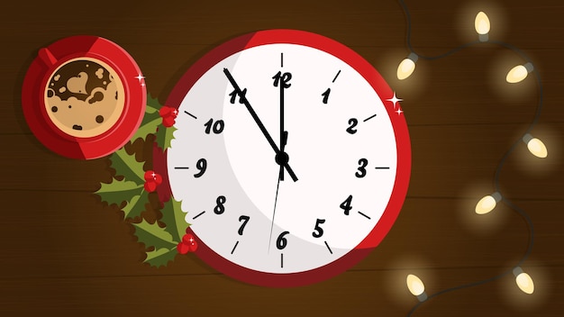 Fondo de Navidad con reloj Año Nuevo Nochevieja Celebración de año nuevo