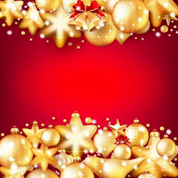 Fondo de Navidad rojo y oro.