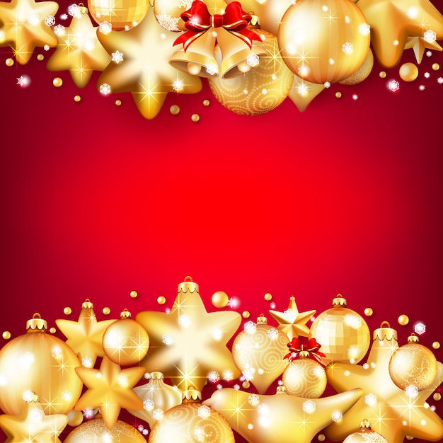 Fondo de navidad rojo y oro.