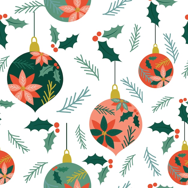 Fondo de Navidad transparente con adorno de decoración de color rojo y verde patrón de Navidad