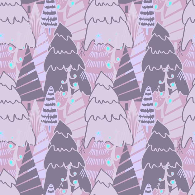 Fondo de Navidad vector de patrones sin fisuras de árboles de Navidad estilizados Fondo de pantalla para envolver papel invitaciones papel y tarjetas fondos de sitio web Año nuevo y Navidad festivo bosque conífera