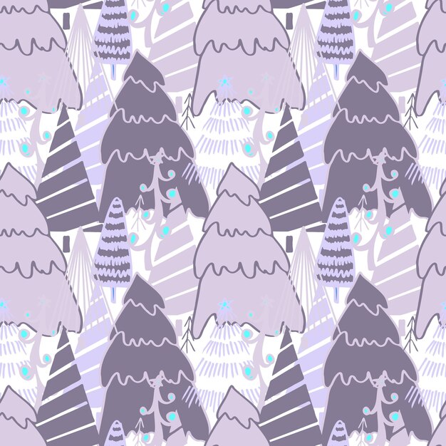 Fondo de Navidad vector de patrones sin fisuras de árboles de Navidad estilizados Fondo de pantalla para envolver papel invitaciones papel y tarjetas fondos de sitio web Año nuevo y Navidad festivo bosque conífera