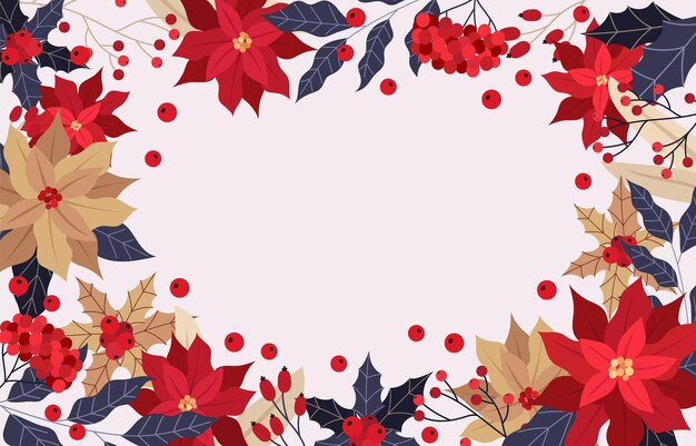 Fondo De Navidad Vintage Con Poinsettia