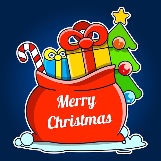 Fondo navideño con bolsa abierta de Santa Claus