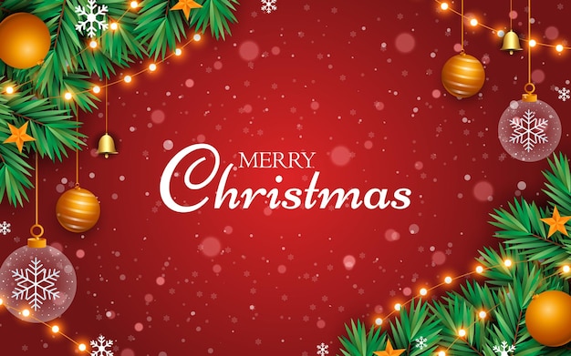 Fondo navideño con decoración realista.