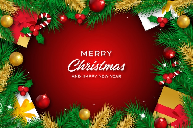 Fondo navideño con decoración realista