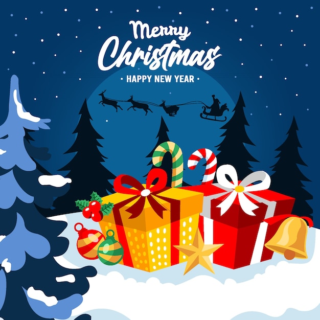 Fondo navideño dibujado a mano