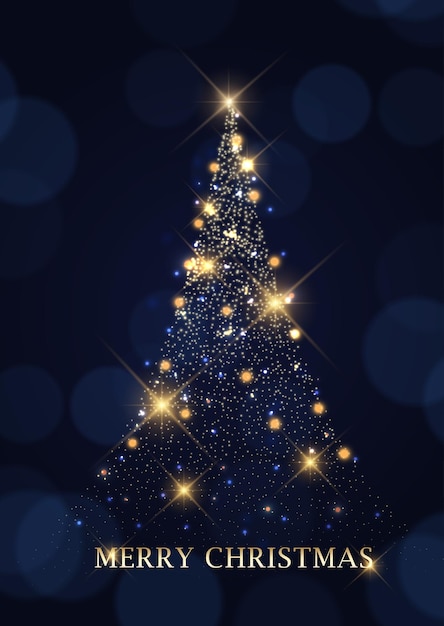 Vector fondo navideño con un diseño de árbol brillante