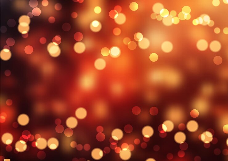 Vector fondo navideño con diseño de luces bokeh rojas y doradas