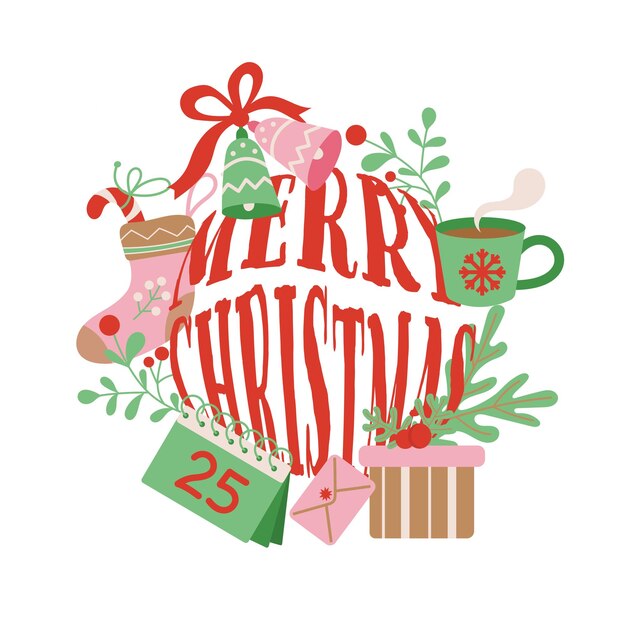 Fondo navideño con elementos de diseño decorativos