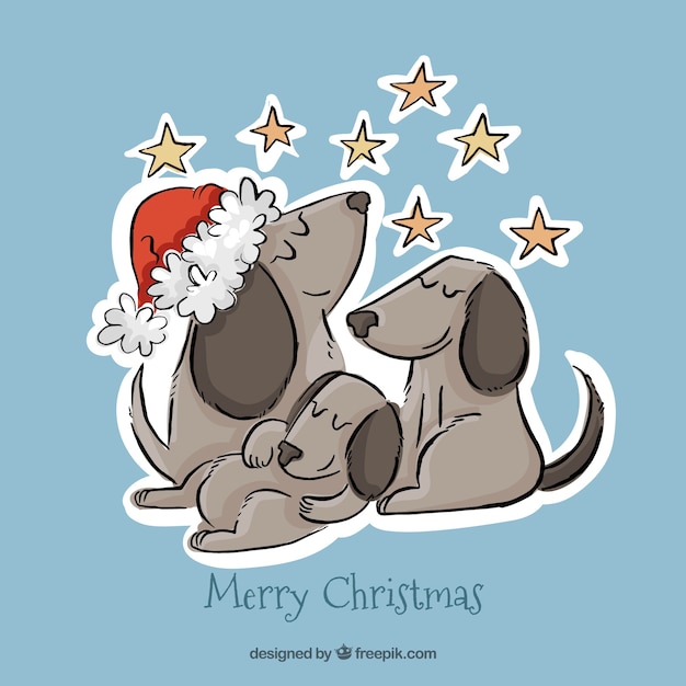 Vector fondo navideño de familia de perros